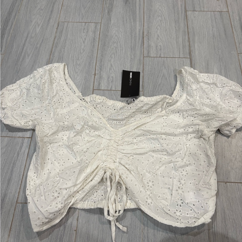 Fashion Nova White Eyelet Blouse
